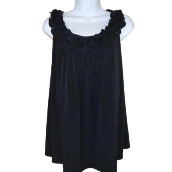 Black Tank Blouse with 3-D Embellishments Size18 Wide - Picture 1 of 4
